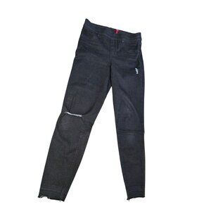 Spanx Women's distressed skinny black jeans size M